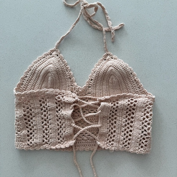 Blush Crochet Tie-Back Top - Picture 3 of 4